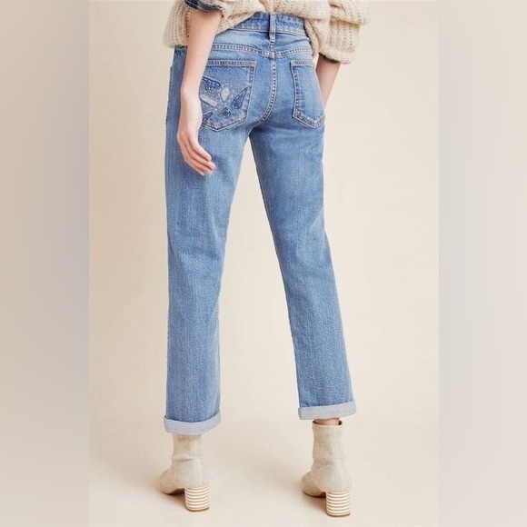 NWOT Anthropologie Pilcro Embroidered Patchwork
Floral Slim Boyfriend Jeans 28 - Picture 2 of 16